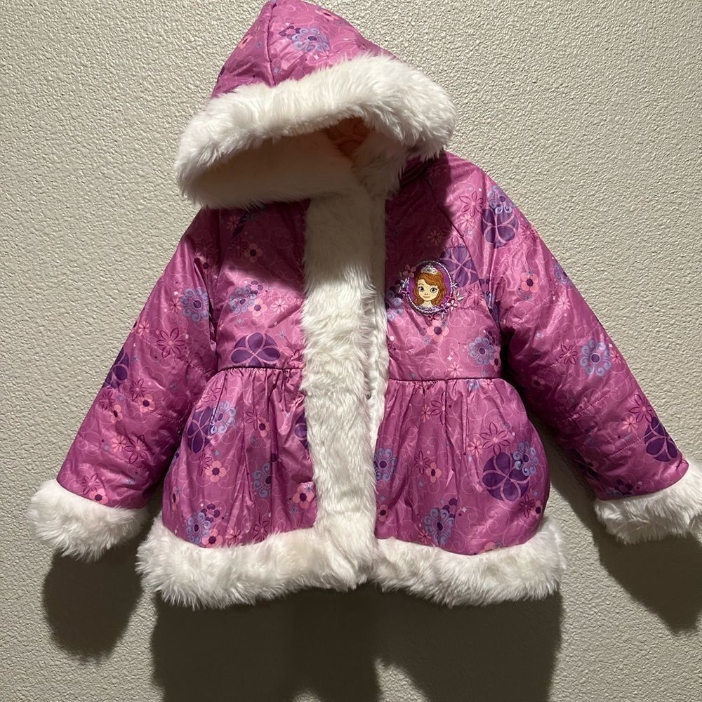 NWOT Disney Princess Sofia Puffer Jacket with Hood Size 4